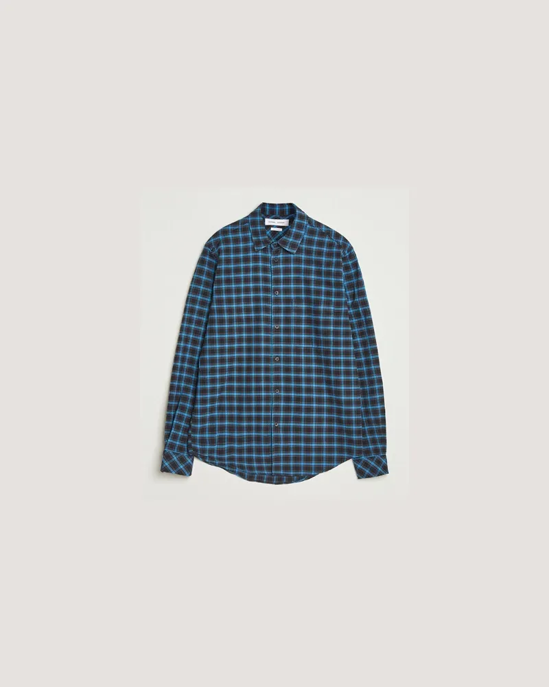 Samsøe & Samsøe Liam Brushed Cotton Checked Shirt Turkish Coffee Blau