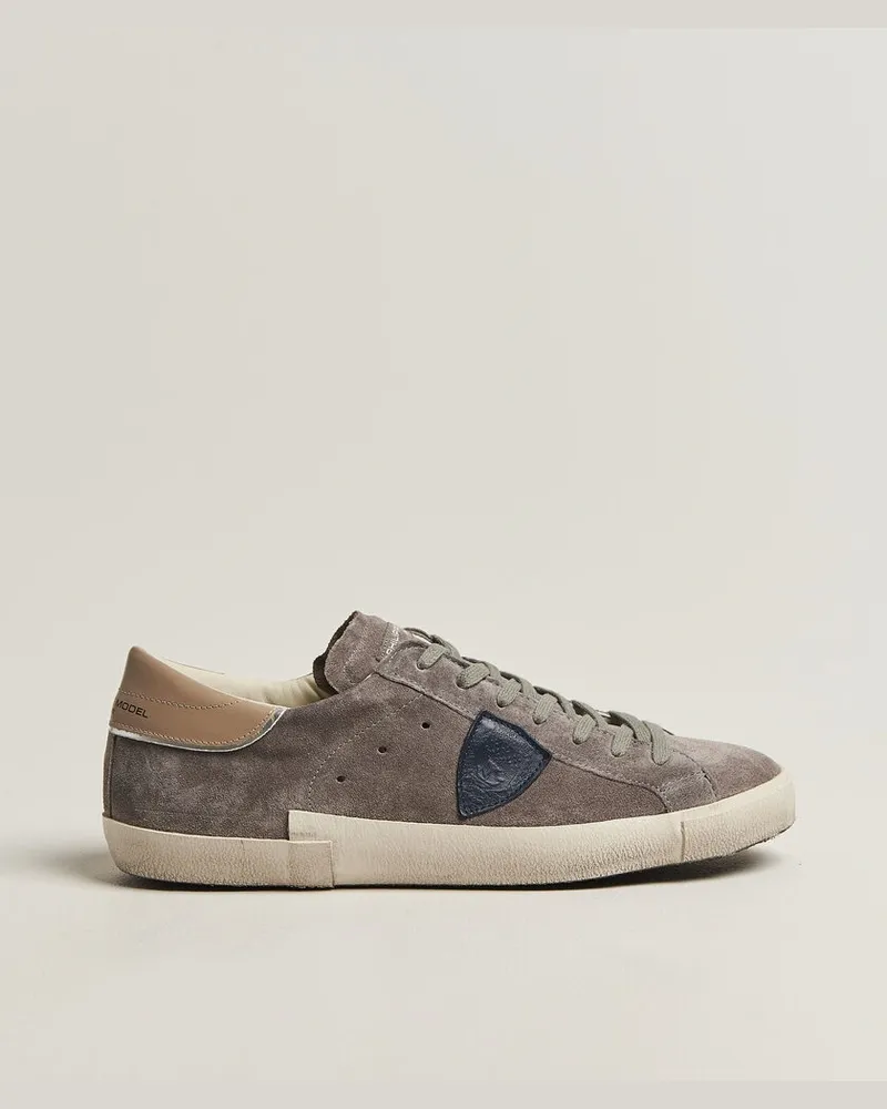 Philippe Model PRSX Low Top Suede Sneaker Grey Grau