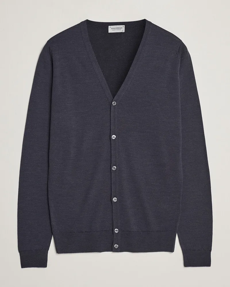 John Smedley Petworth Extra Fine Merino Cardigan Hepburn Smoke Grau