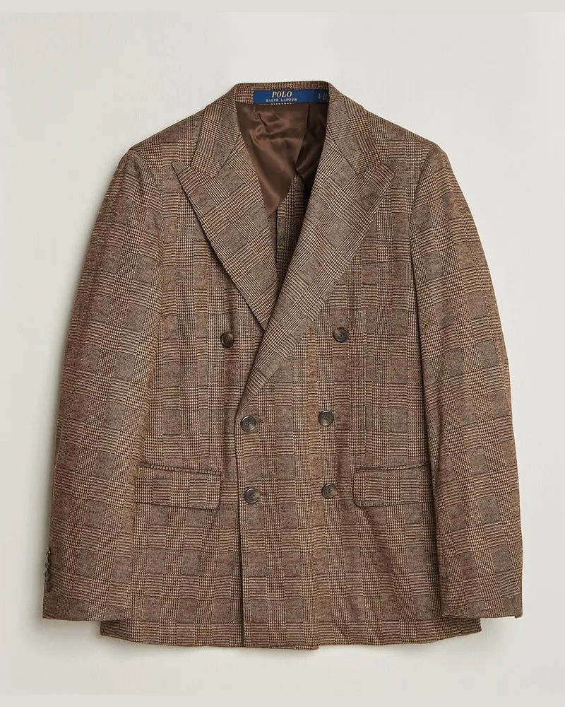 Ralph Lauren Double Breasted Glenplaid Knit Sportcoat Tan/Brown Braun