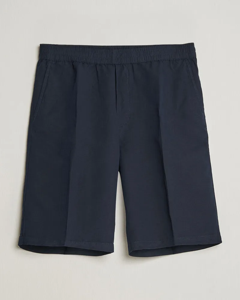 Filippa K Theo Relaxed Linen/Cotton Drawstring Shorts Navy Blau