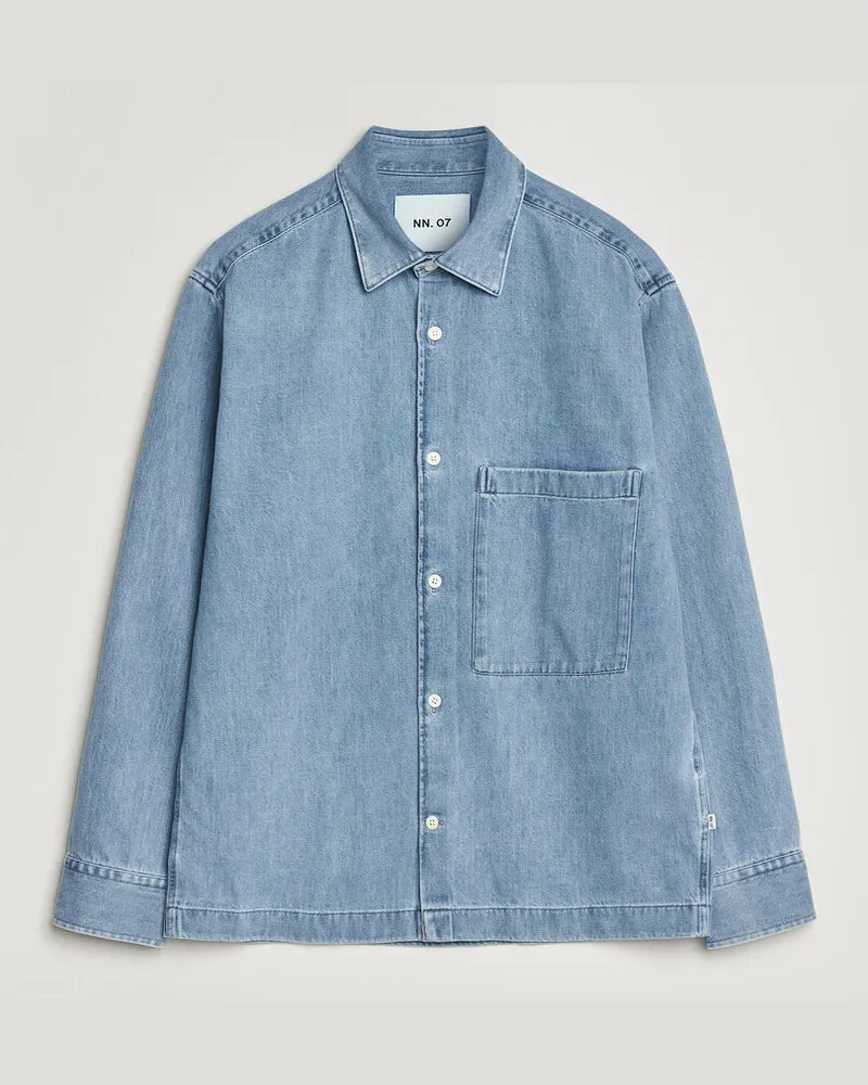 NN 07 Freddy Denim Overshirt Light Blue Blau