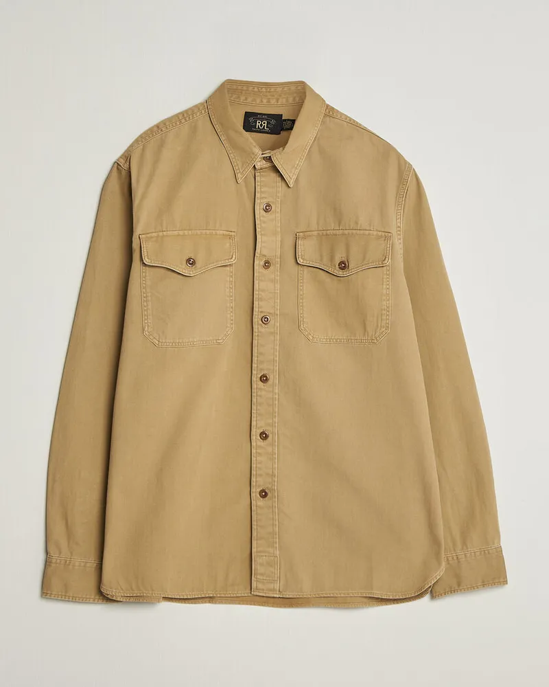 RRL Officers Shirt Faded Tan Beige