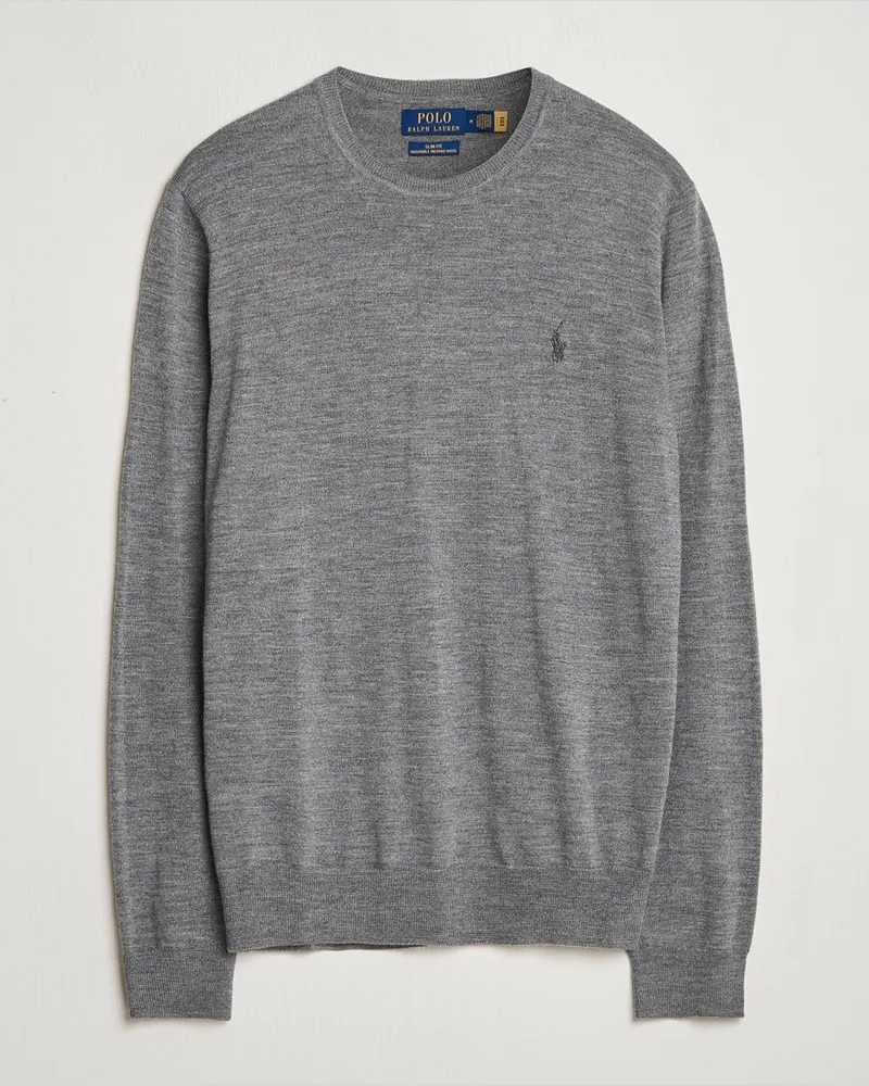 Ralph Lauren Merino Crew Neck Pullover Fawn Grey Heather Grau