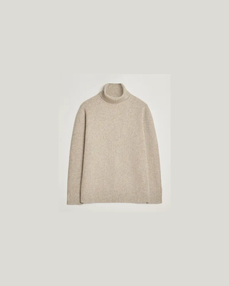 Charles Tyrwhitt Chunky Merino Roll Neck Oatmeal Beige