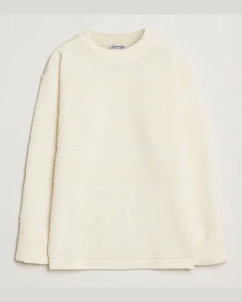 S.N.S Herning S.N Herning Fisherman Wool Crew Neck Sweater Natural White Weiß