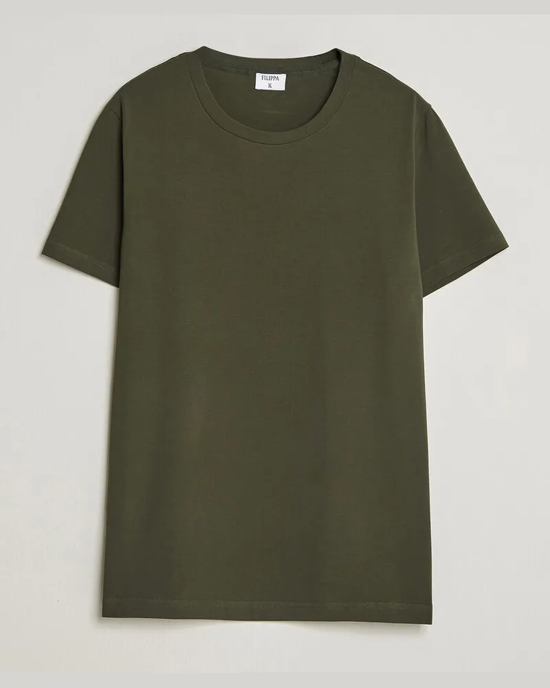 Filippa K Soft Lycra T-Shirt Midnight Olive Grün