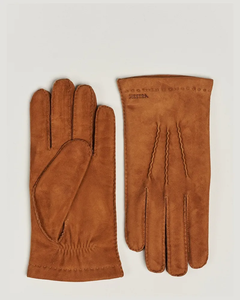 Hestra Arthur Wool Lined Suede Glove Cognac Beige