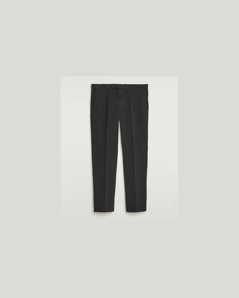 Briglia 1949 Easy Fit Pleated Cotton Stretch Chino Black Schwarz