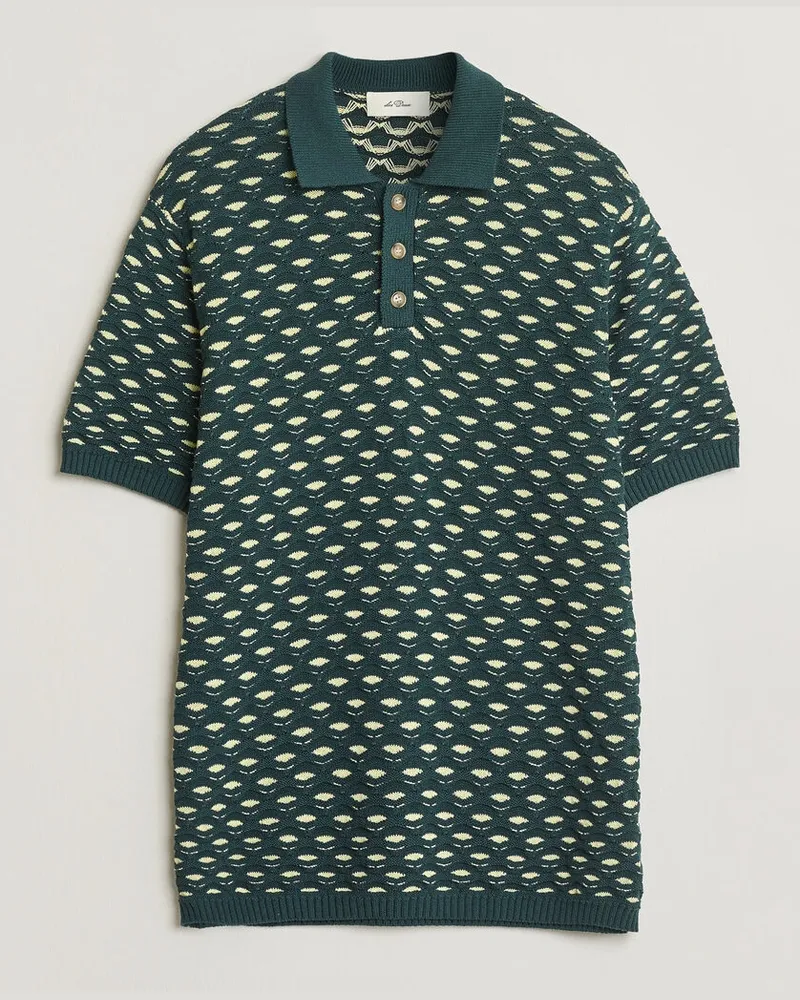 LES DEUX Esmay Shell Knitted Polo Sea Moss Green Grün