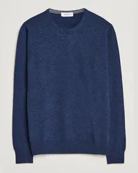 Gran Sasso Woll/Cashmere Rundhals Navy Melange Blau