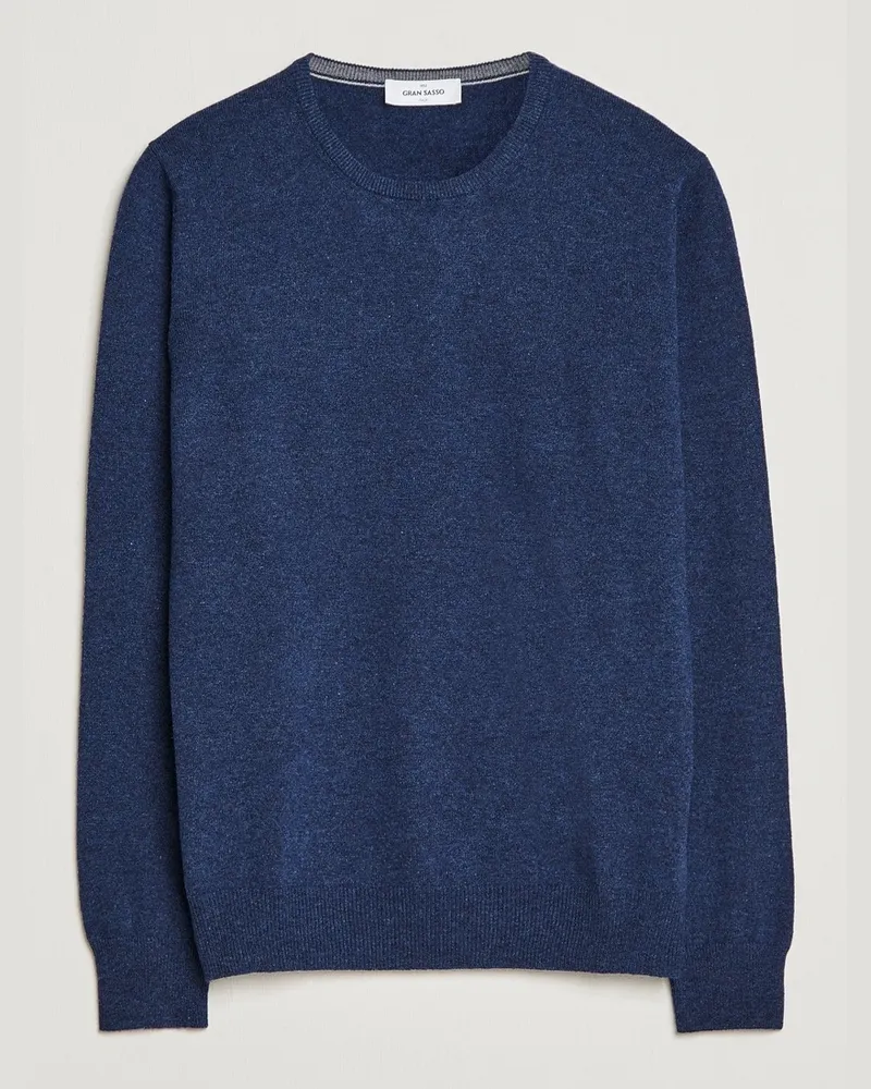 Gran Sasso Wool/Cashmere Crew Neck Navy Melange Blau