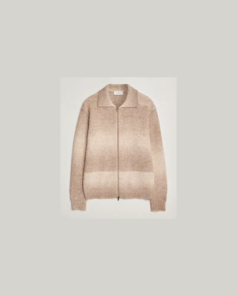 LES DEUX Gannon Gradient Zipper Cardigan Prairie Sand Beige