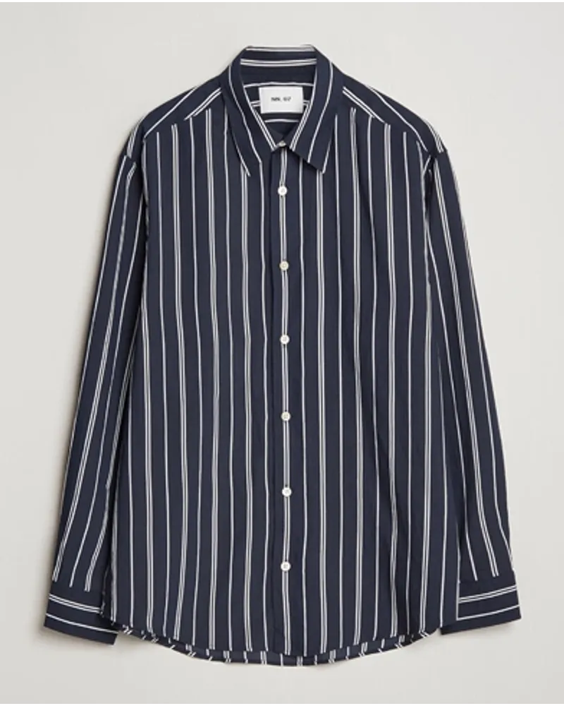 NN 07 Quinsy Striped Shirt Navy/White Blau