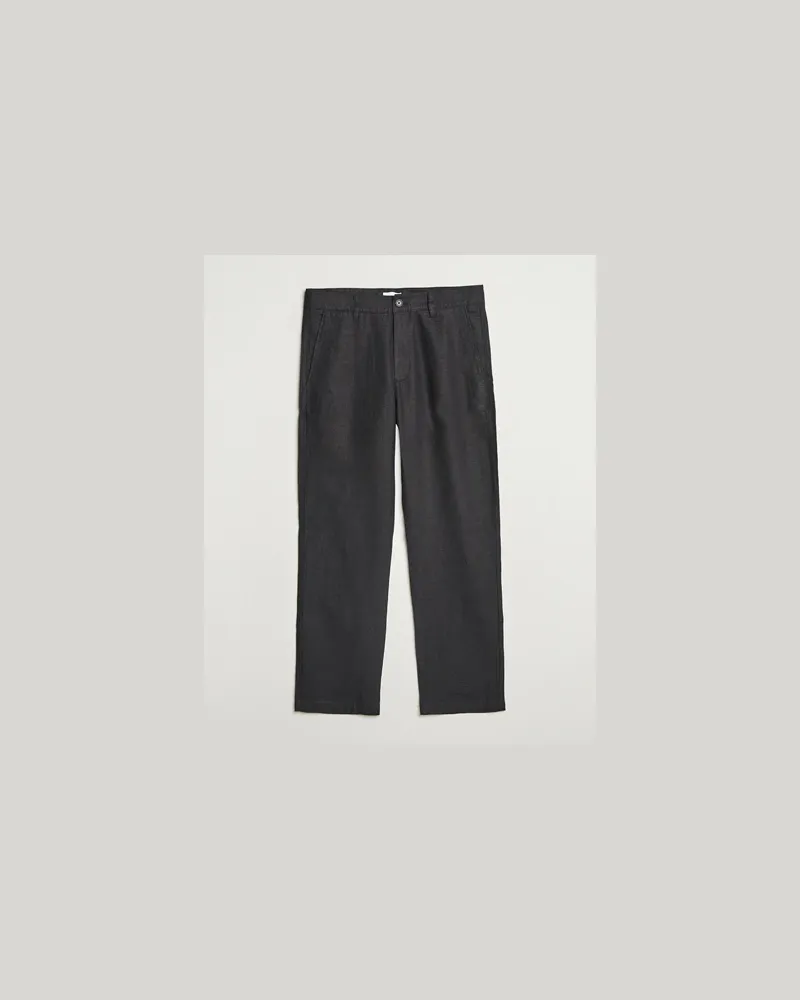 NN 07 Aden Regular Fit Linen Chinos Black Schwarz