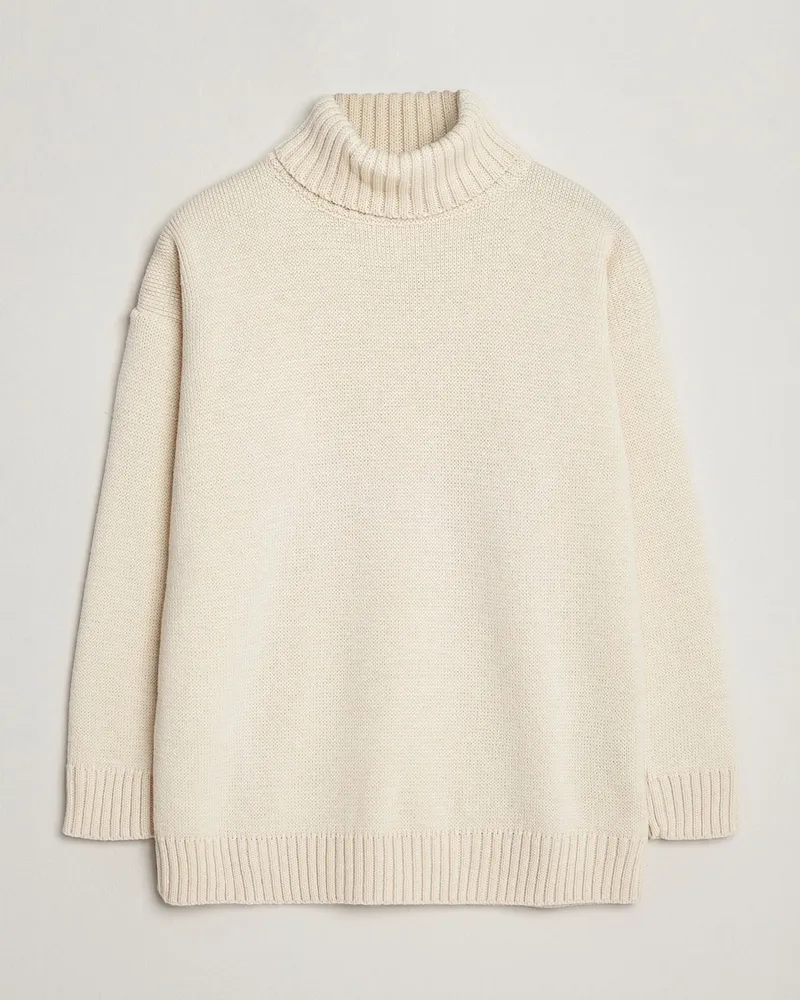 Gloverall Submariner Chunky Wool Rollneck Ecru Beige