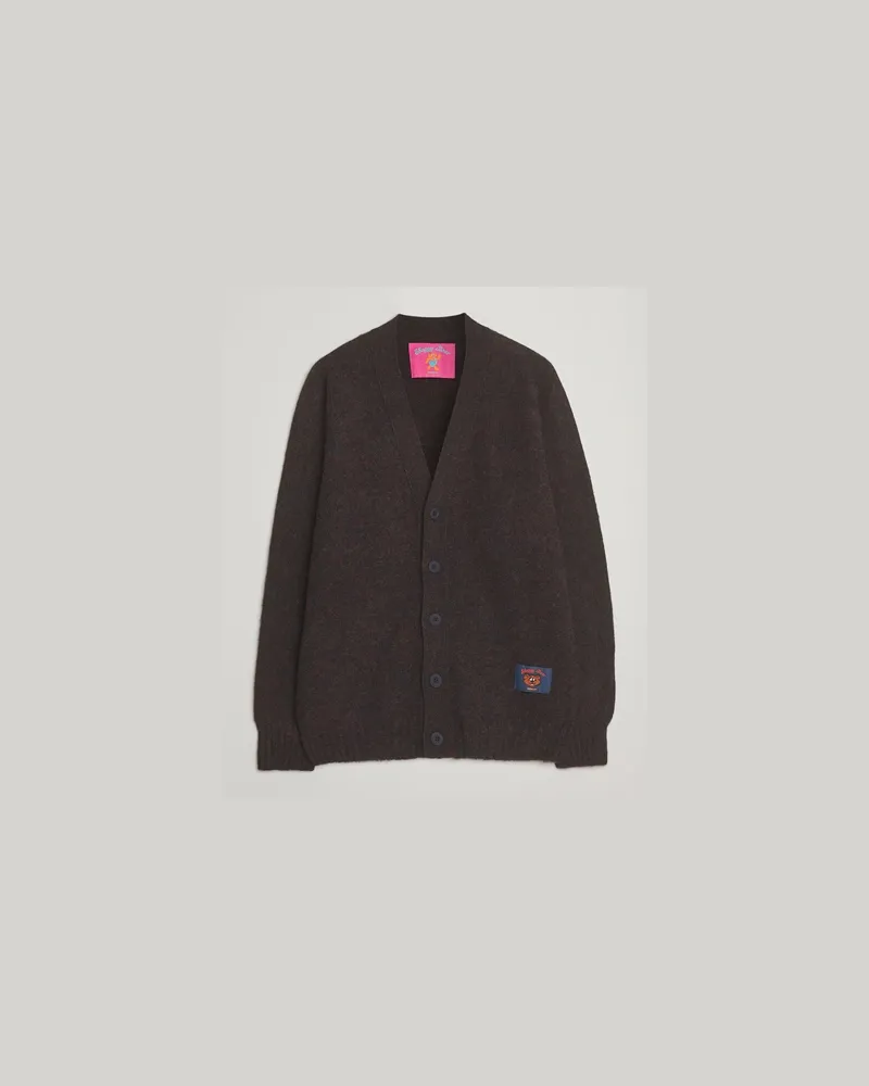 Howlin' Shaggy Bear Cardigan Wolf Braun