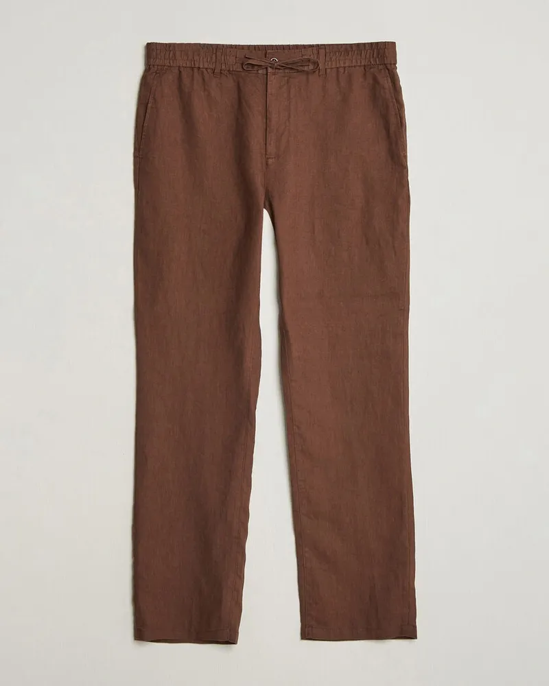 Gant Regular Fit Linen Drawstring Pants Mahogany Brown Braun