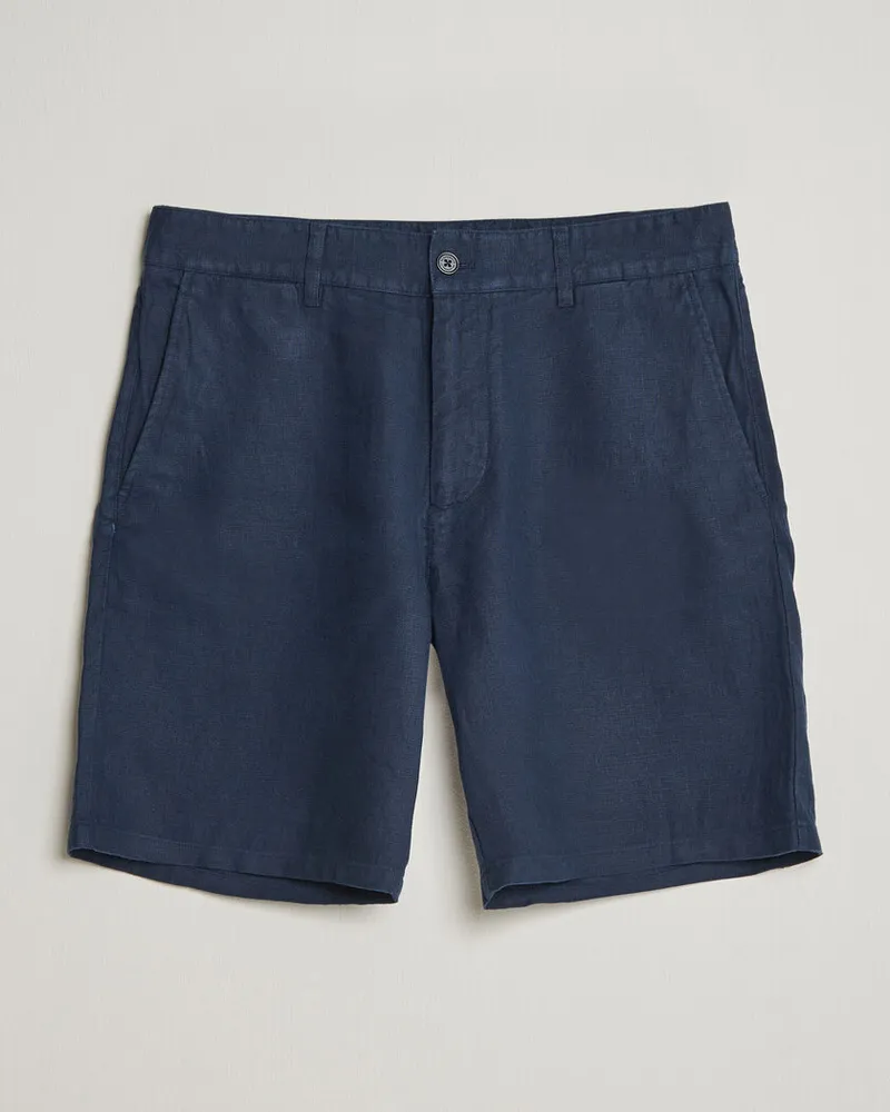 NN 07 Aden Linen Shorts Navy Blue Blau