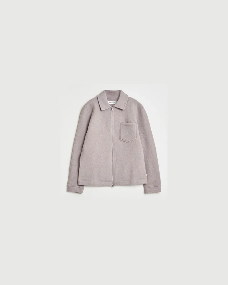 Samsøe & Samsøe Hannes Boiled Wool Full Zip Elephant Skin Grau
