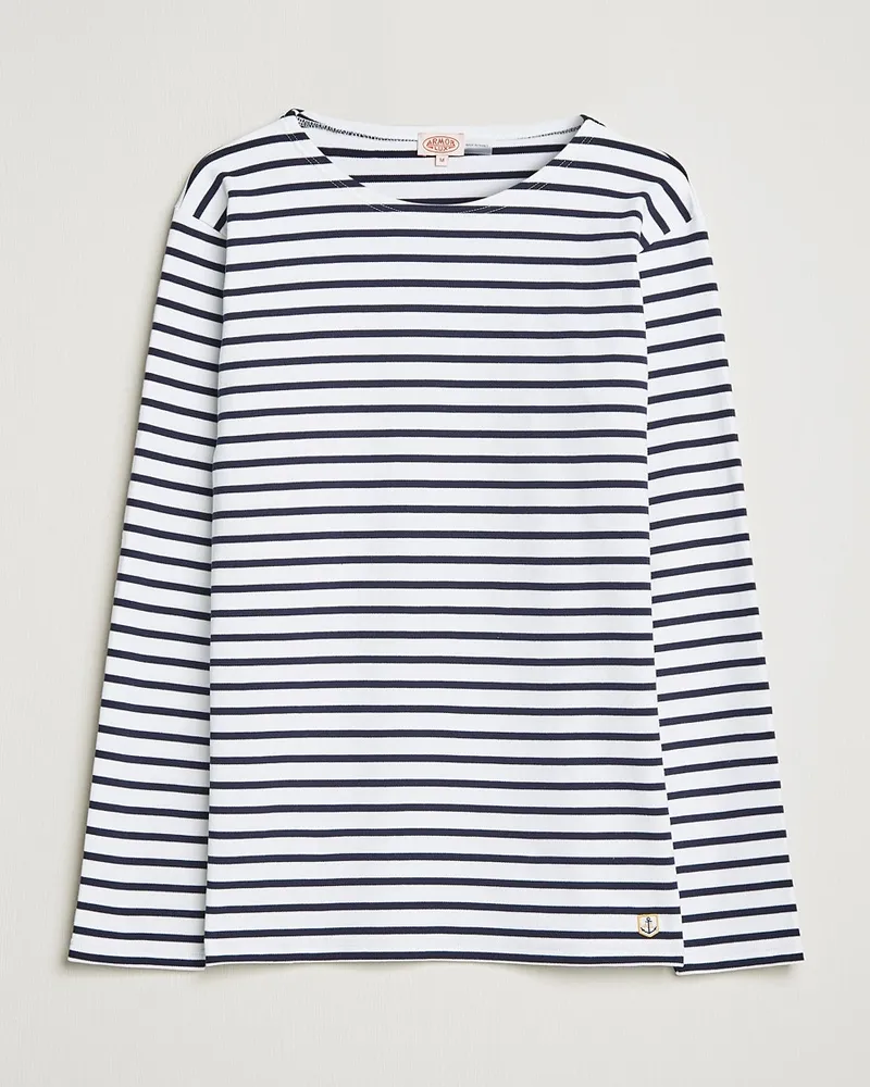 Armor-Lux Houat Héritage Stripe Long Sleeve T-Shirt White/Navy Blau