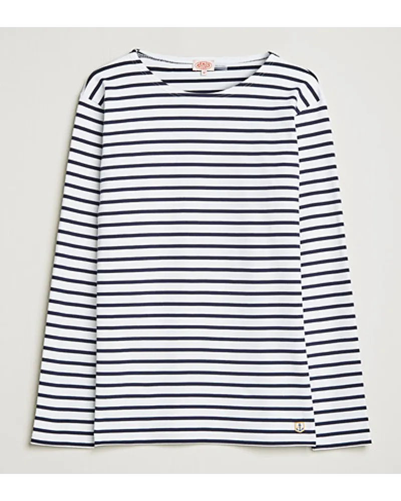 Armor-Lux Houat Héritage Stripe Long Sleeve T-Shirt White/Navy Blau