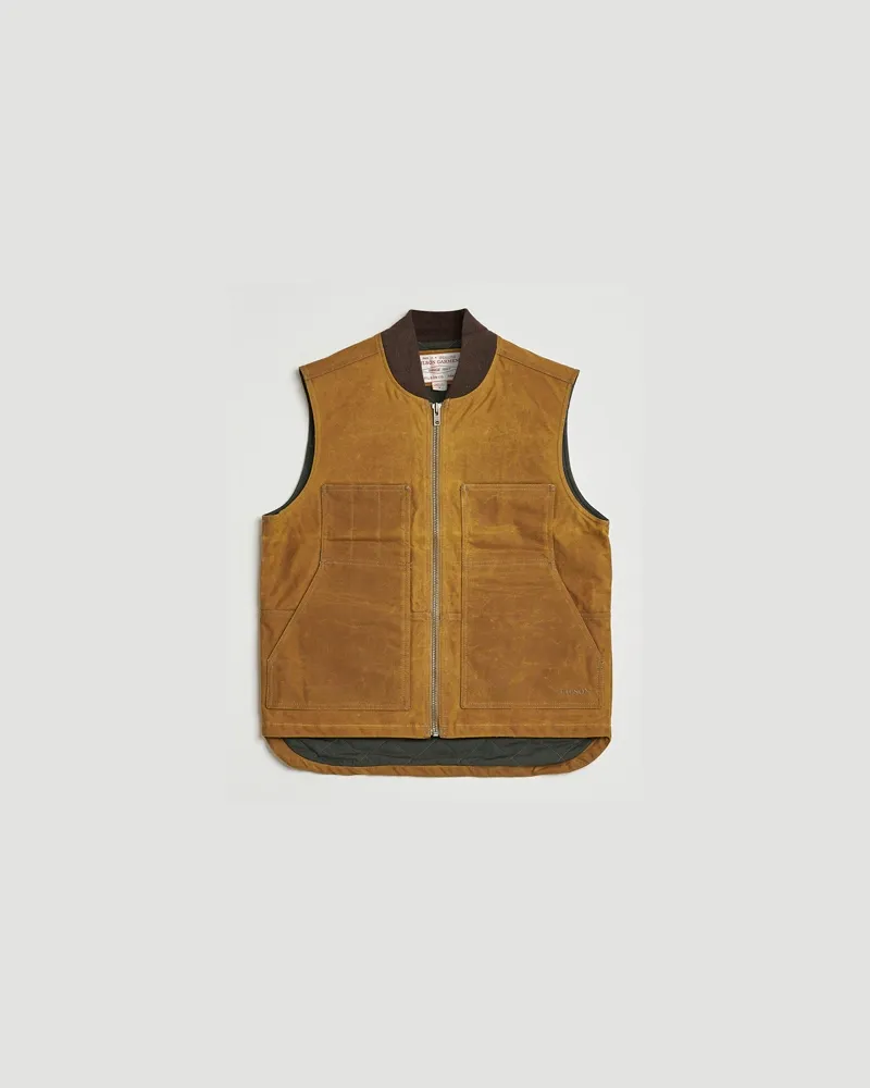 Filson Tin Cloth Insulated Work Vest Dark Tan Braun