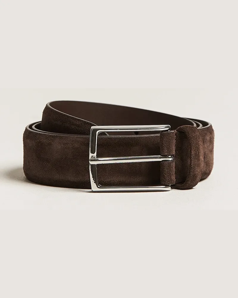 Anderson's Calf Suede 3,5 cm Belt Dark Brown Braun