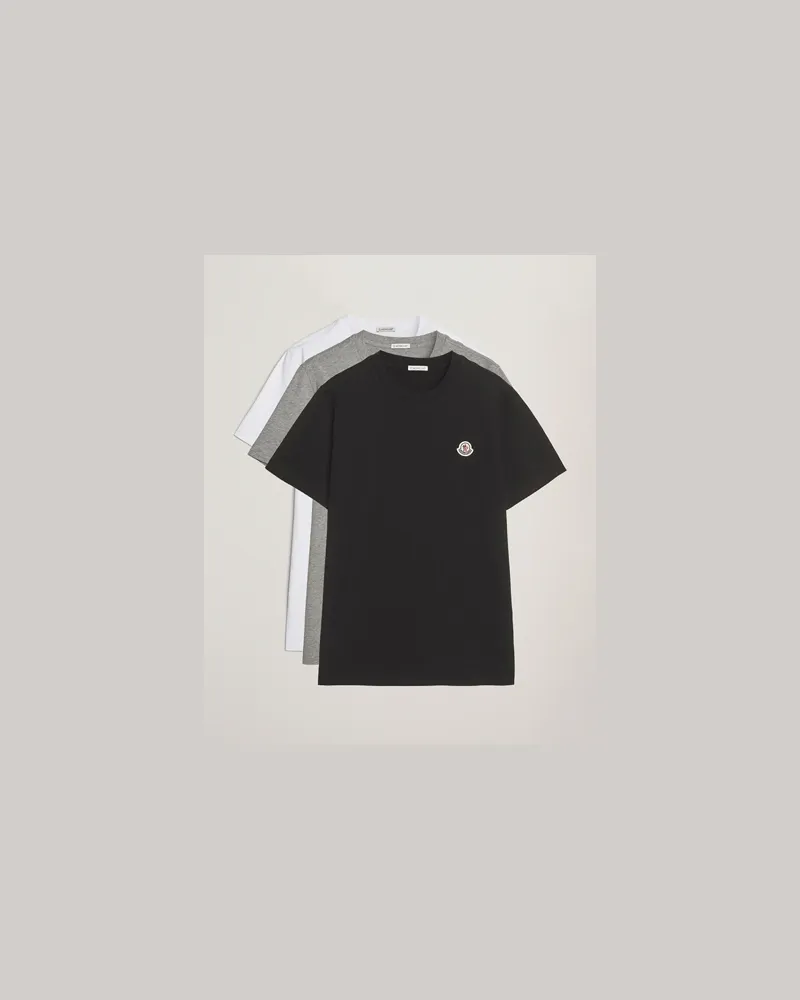 Moncler 3-Pack Logo T-Shirt Grey/White/Black Weiß