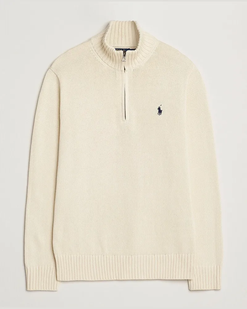 Ralph Lauren Cotton Pullover Half Zip Andover Cream Weiß