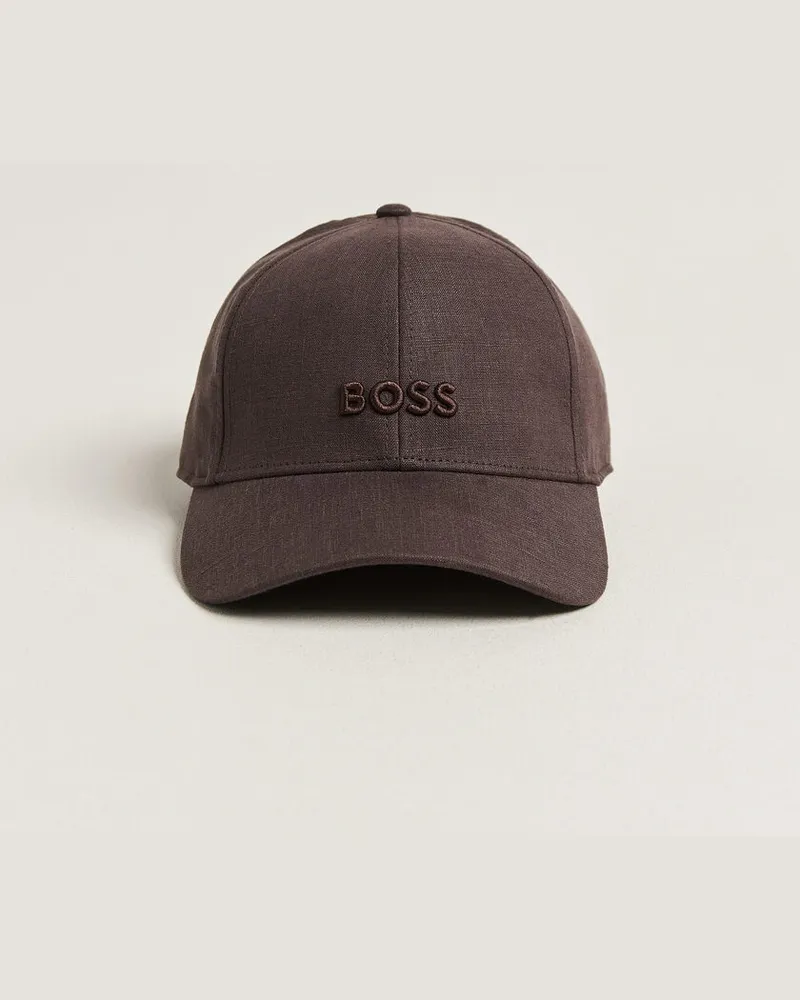 HUGO BOSS Zed Linen Cap Dark Brown Braun