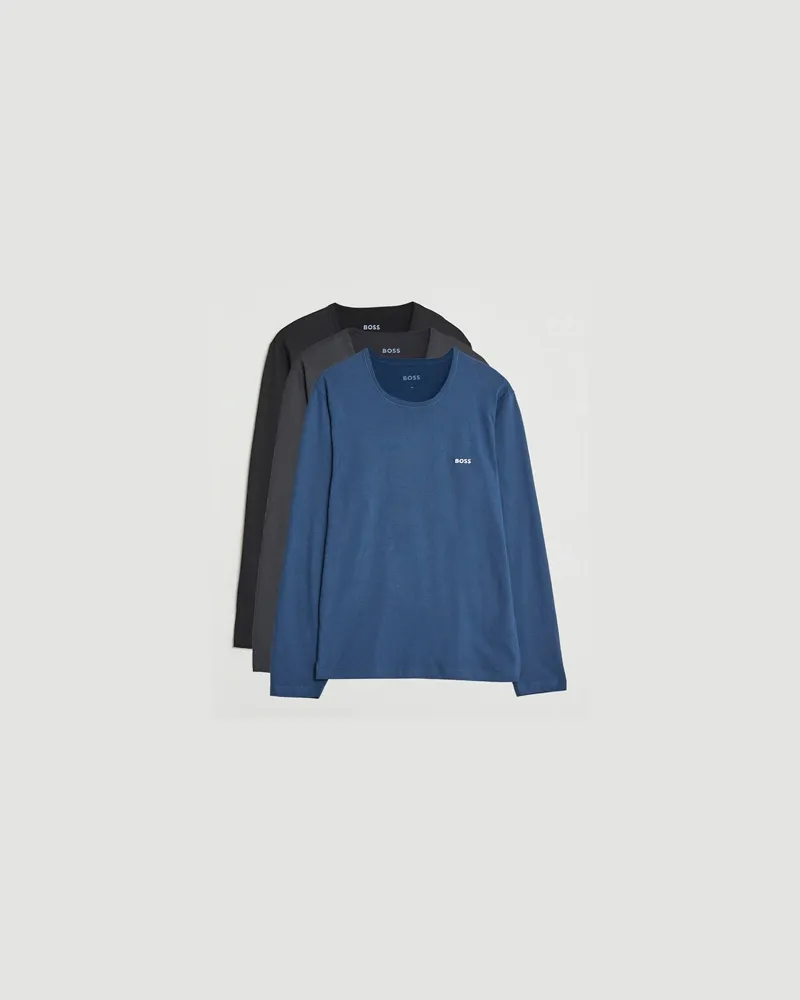 HUGO BOSS 3-Pack Long Sleeve T-Shirt Grey/Blue/Black Schwarz