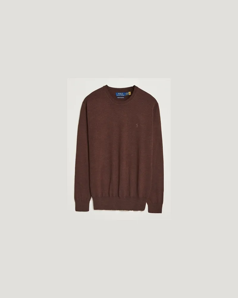 Ralph Lauren Merino Crew Neck Pullover Burnt Brown Melange Braun