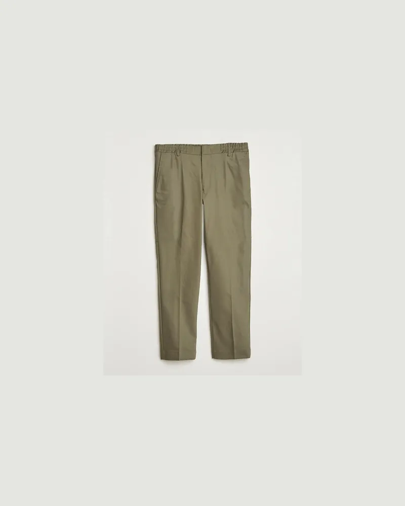 NN 07 Baker Cotton Drawstring Trousers Capers Green Grün