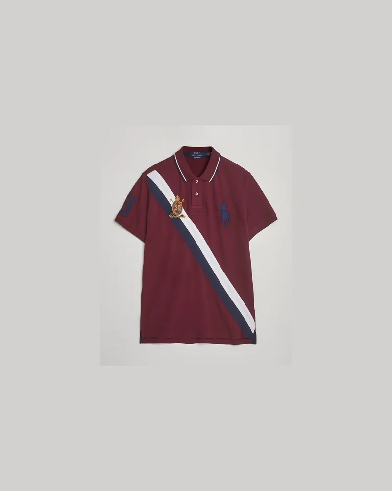 Ralph Lauren Diagonal Stripe Big Pony Polo Classic Wine Rot