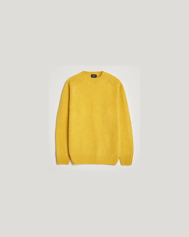 Drake's Drake Brushed Shetland Crew Yellow Gelb