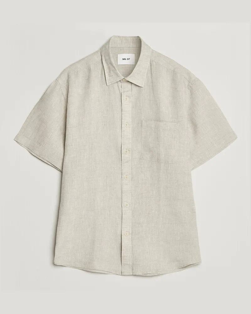 NN 07 Deon Linen Short Sleeve Shirt Oat Beige