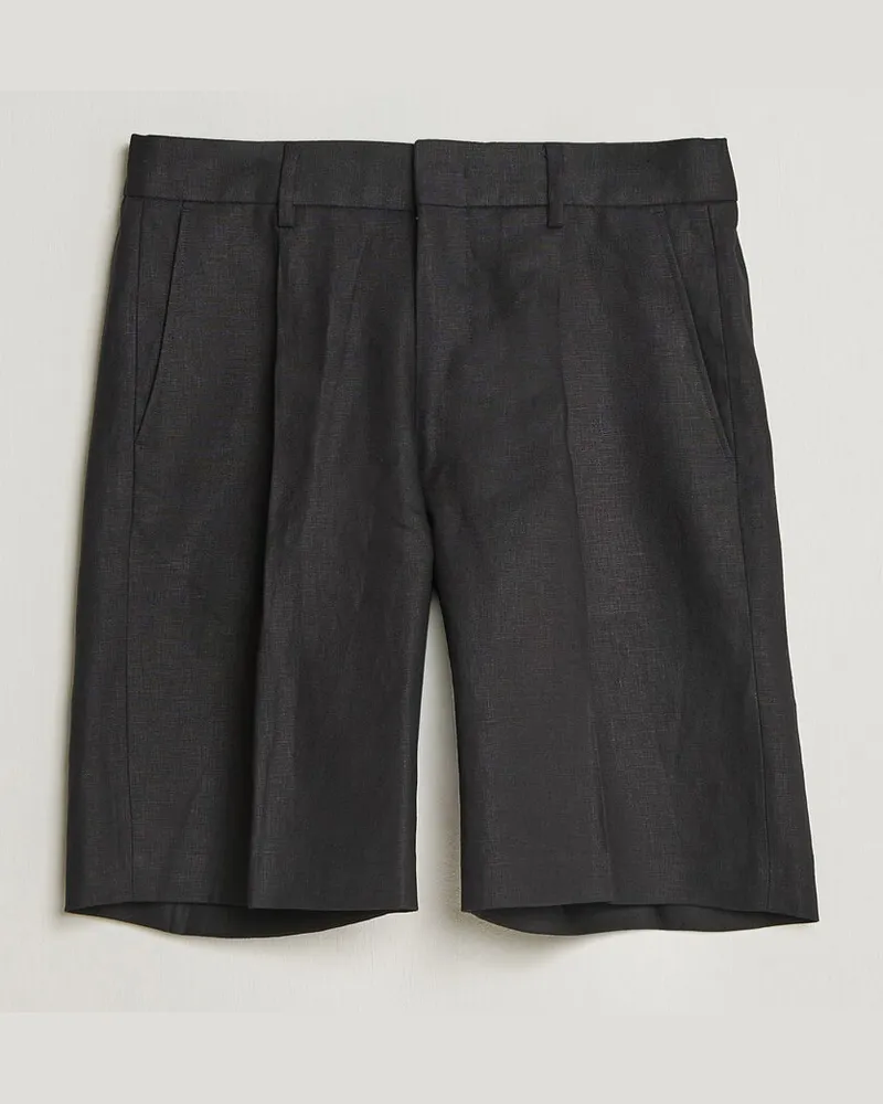 NN 07 Kay Relaxed Fit Linen Drawstring Shorts Black Schwarz