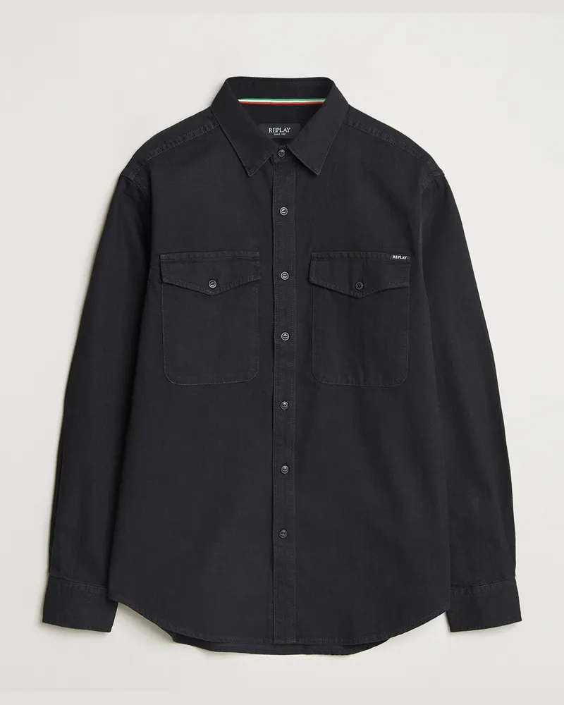 Replay Denim Shirt Washed Black Schwarz