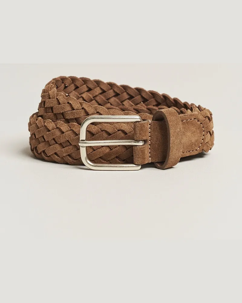 Anderson's Woven Suede Belt 3 cm Light Brown Braun