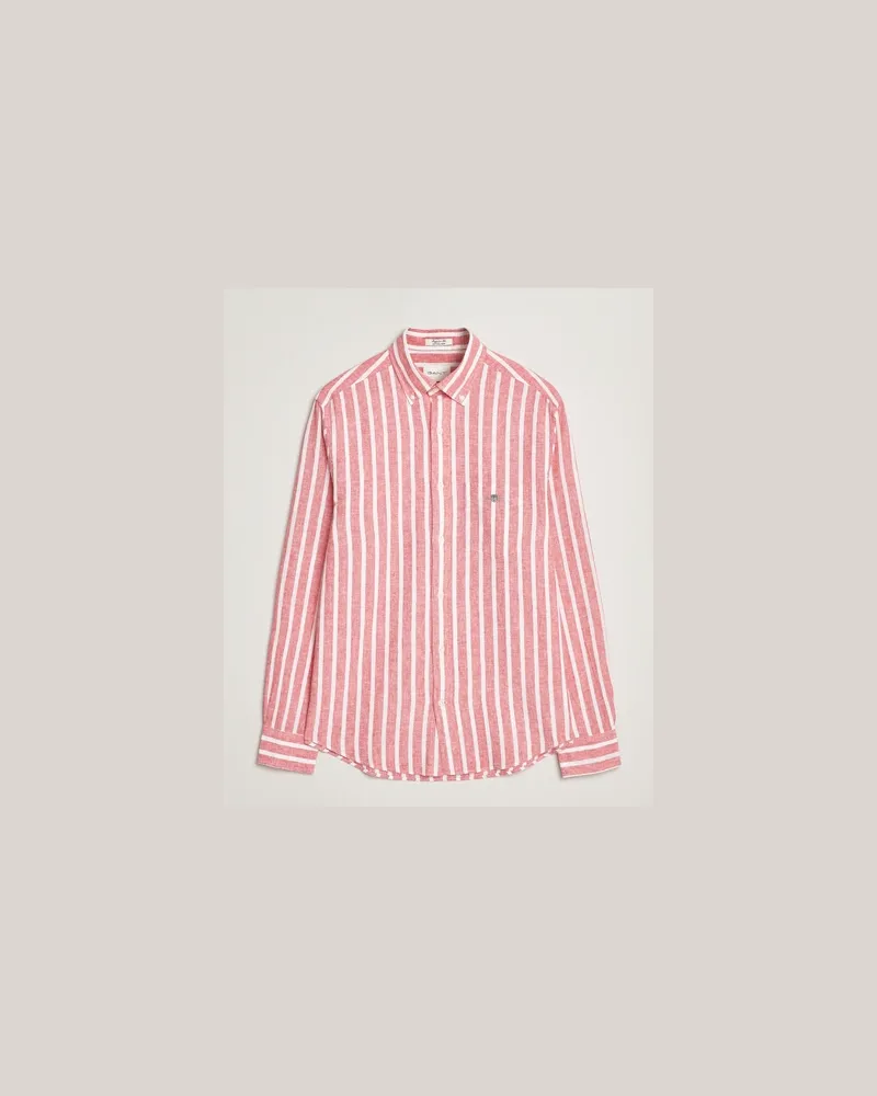 Gant Regular Fit Cotton/Linen Striped Shirt Watermelon Red Rot