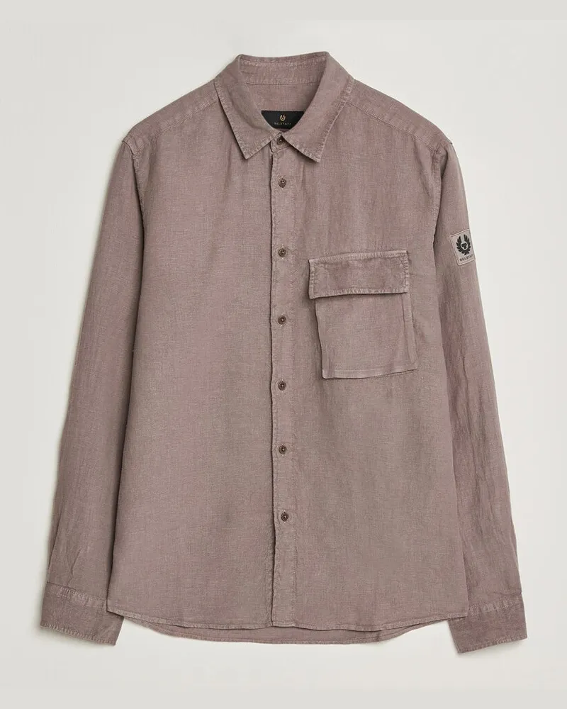 Belstaff Scale Linen Shirt Asphalt Braun