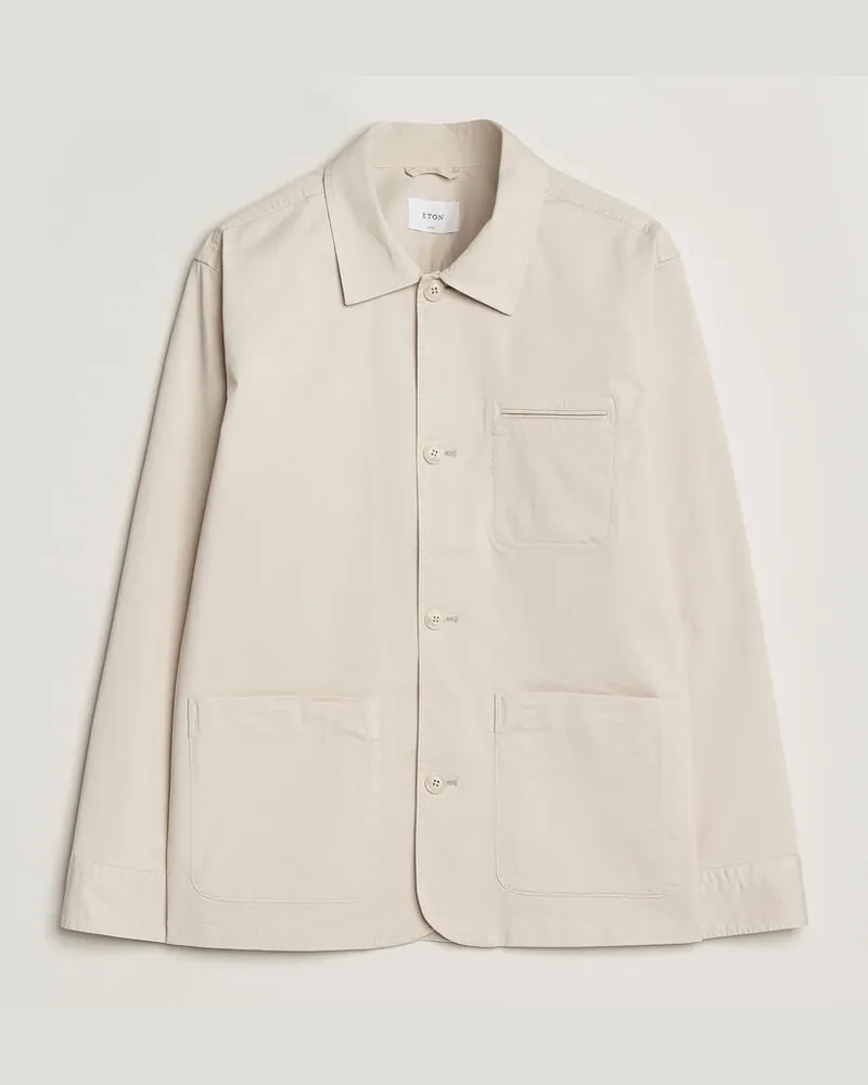 Eton Cotton Chore Jacket Off White Weiß