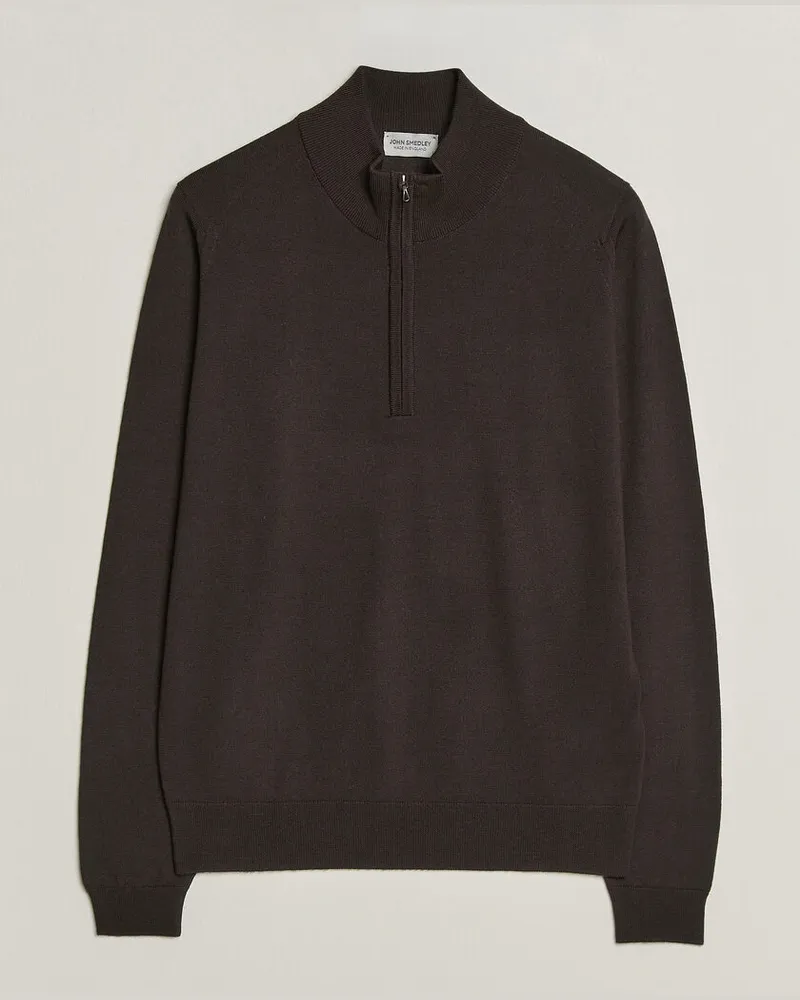 John Smedley Tapton Extra Fine Merino Half Zip Faulkner Brown Braun