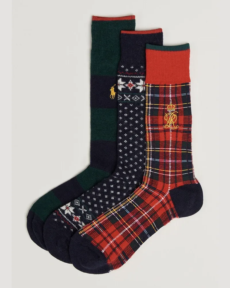 Ralph Lauren 3-Pack Lambswool Sock Hunter Multi Mehrfarbig