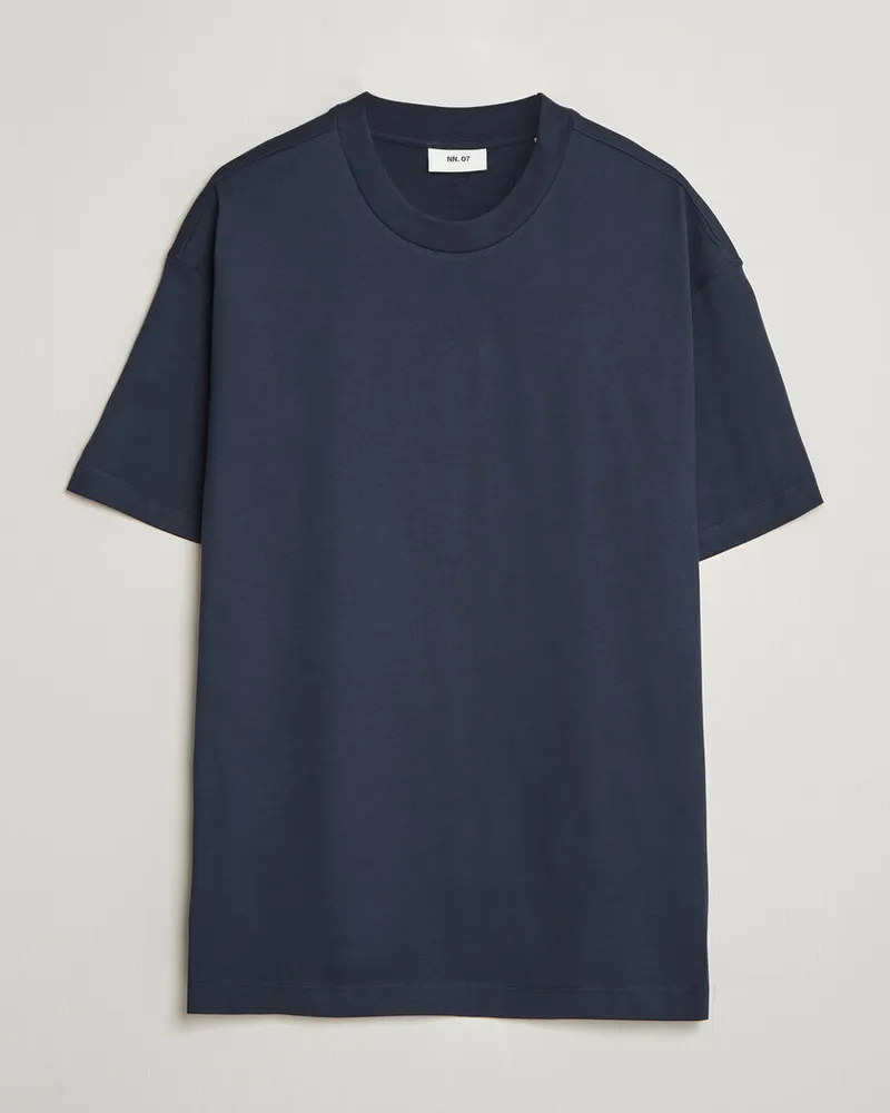 NN 07 Lionel Suvin Cotton Crew Neck T-Shirt Navy Blue Blau