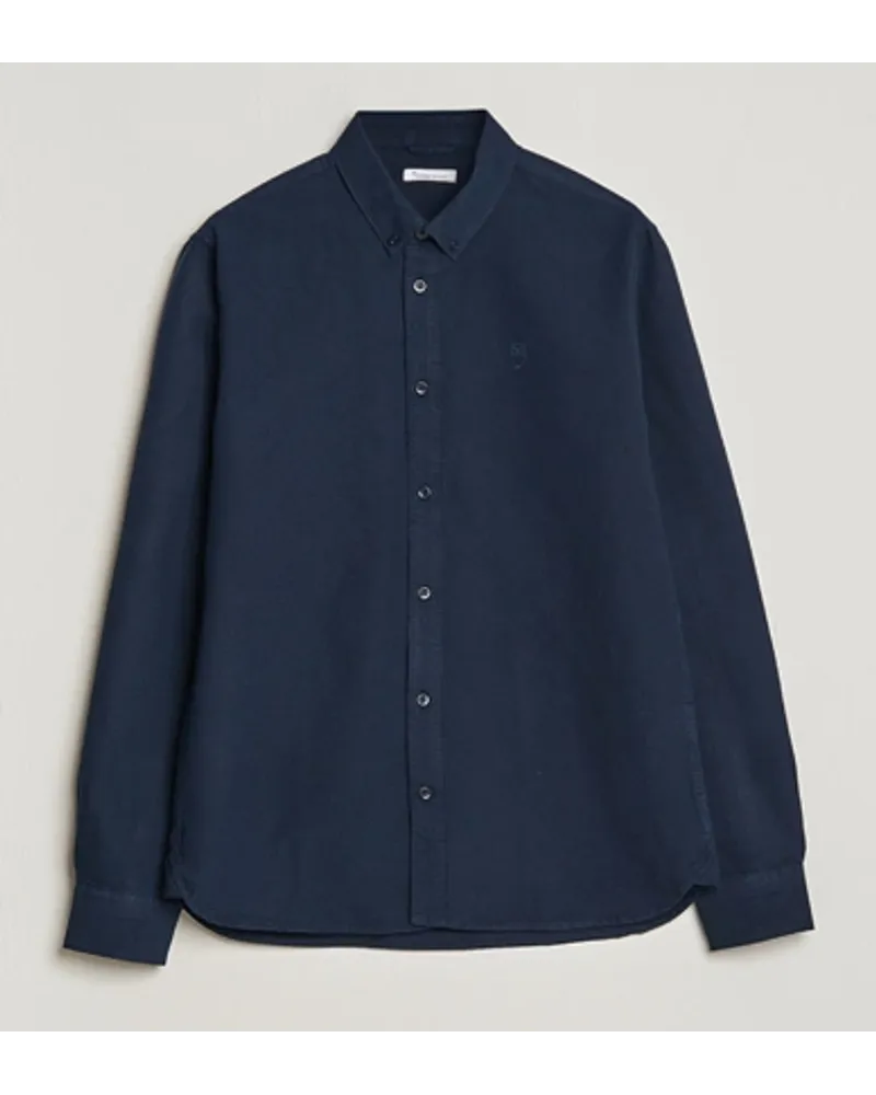 Knowledge Cotton Apparel Harald Small Owl Regular Oxford Shirt Total Ec Blau