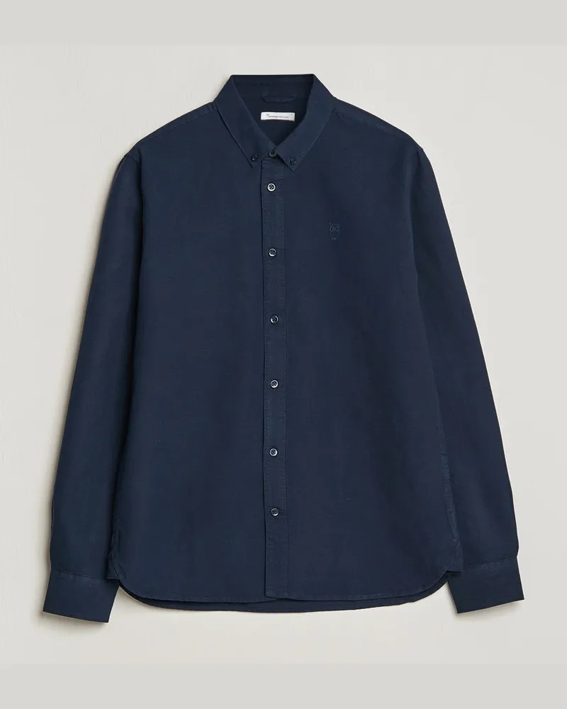 Knowledge Cotton Apparel Harald Small Owl Regular Oxford Shirt Total Ec Blau