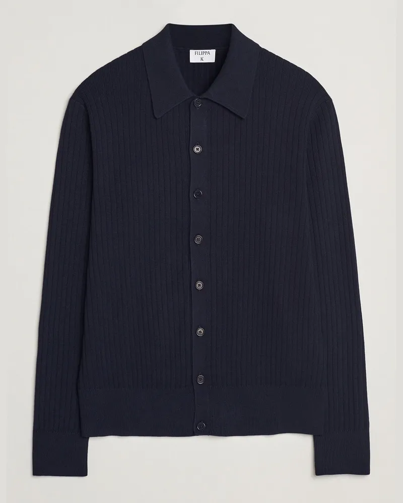 Filippa K Cotton Merino Knitted Cardigan Navy Blau