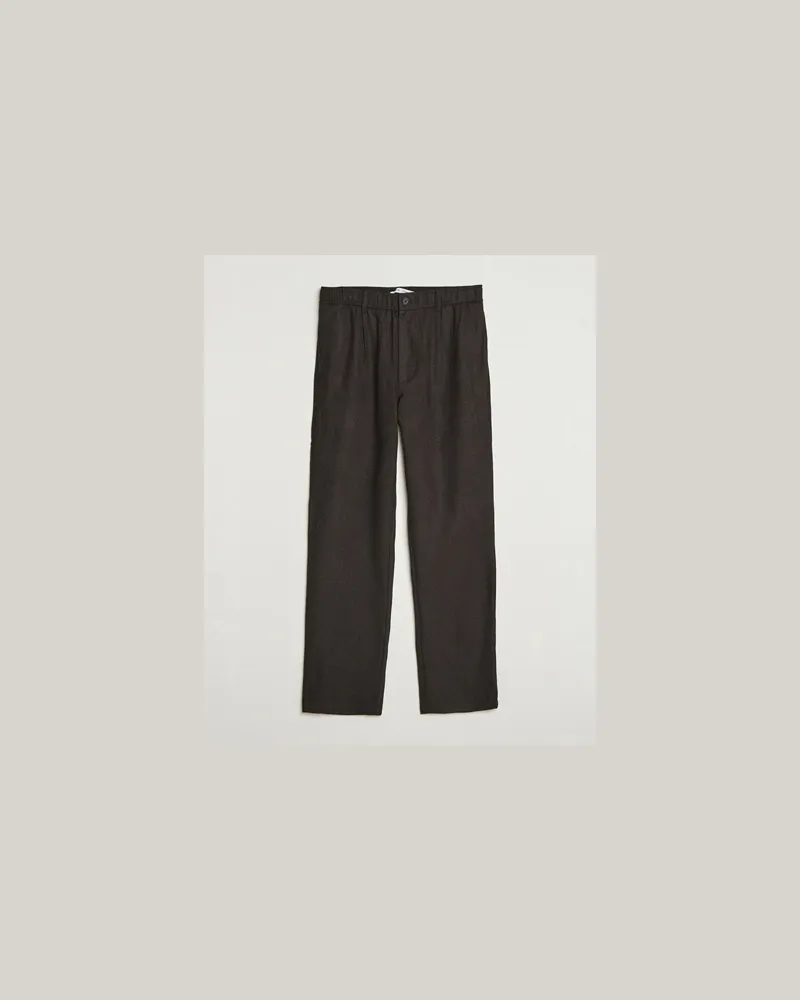 Samsøe & Samsøe Bertil Flannel Drawstring Trousers Black Coffee Melange Braun